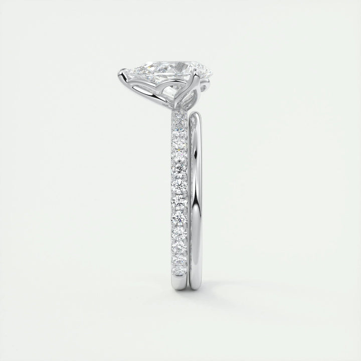 2ct Pear F - VS1 Diamond Pave Engagement Ring - Doozy Diamonds