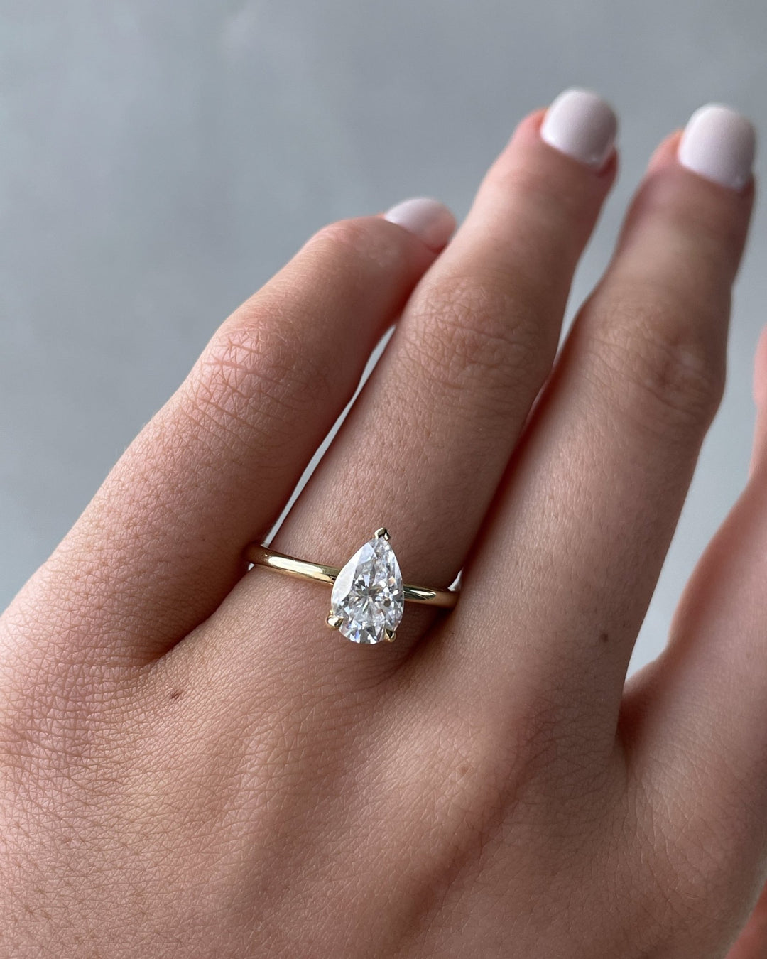 certified lab grown pear diamond ring,