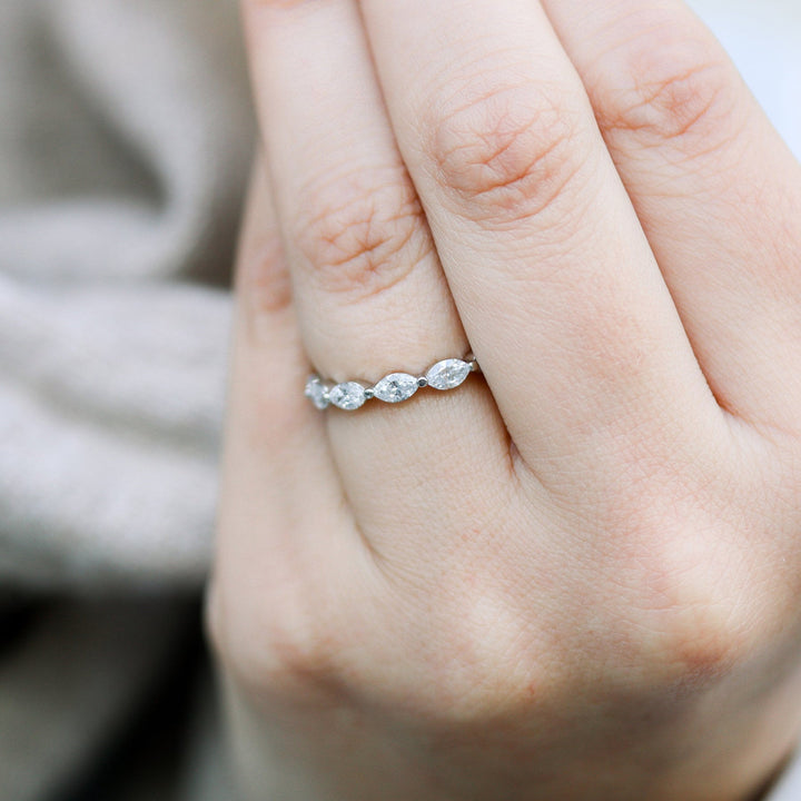 2.0mm Marquis Cut Moissanite Full Eternity Wedding Band