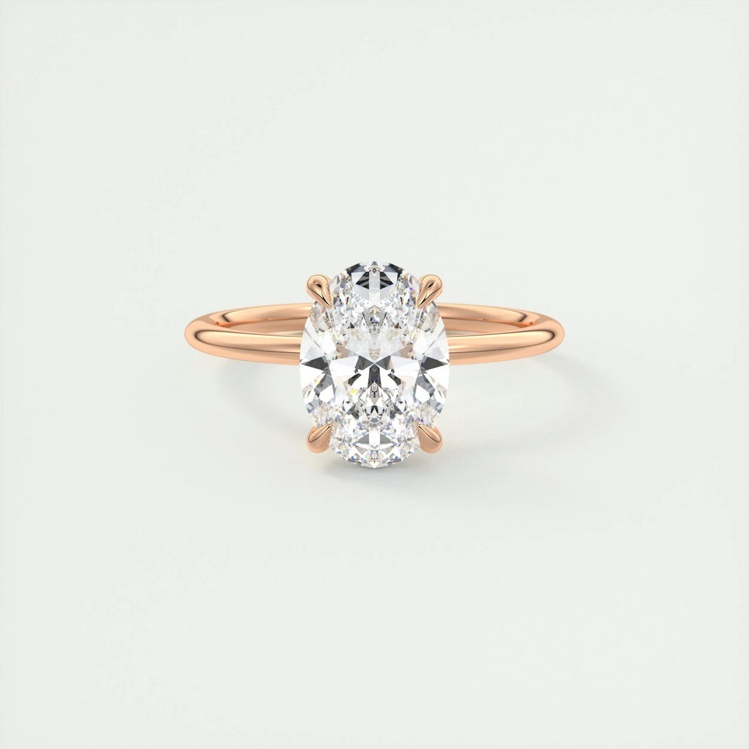 2ct Oval F - VS1 Lab Grown Diamond Hidden Halo Engagement Ring - Doozy Diamonds
