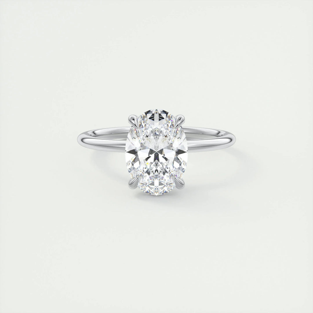 2ct Oval F - VS1 Lab Grown Diamond Hidden Halo Engagement Ring - Doozy Diamonds