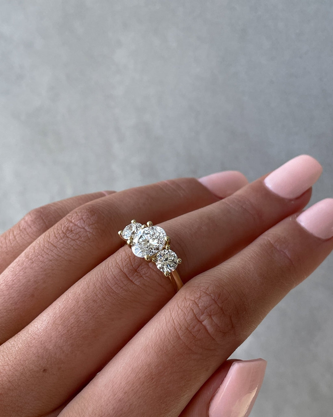 lab grown diamond three stone ring