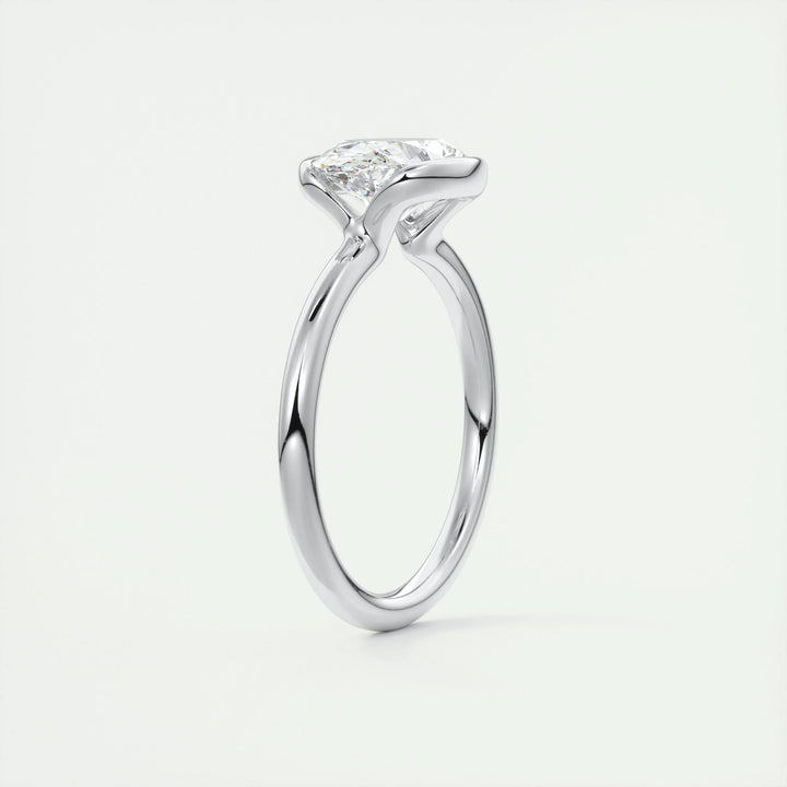 2ct Oval Cut Unique Bezel Lab Grown Diamond Solitaire Engagement Ring - Doozy Diamonds