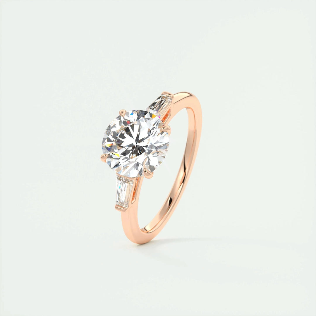 2ct Round F - VS1 Lab Grown Diamond Three Stones Engagement Ring - Doozy Diamonds