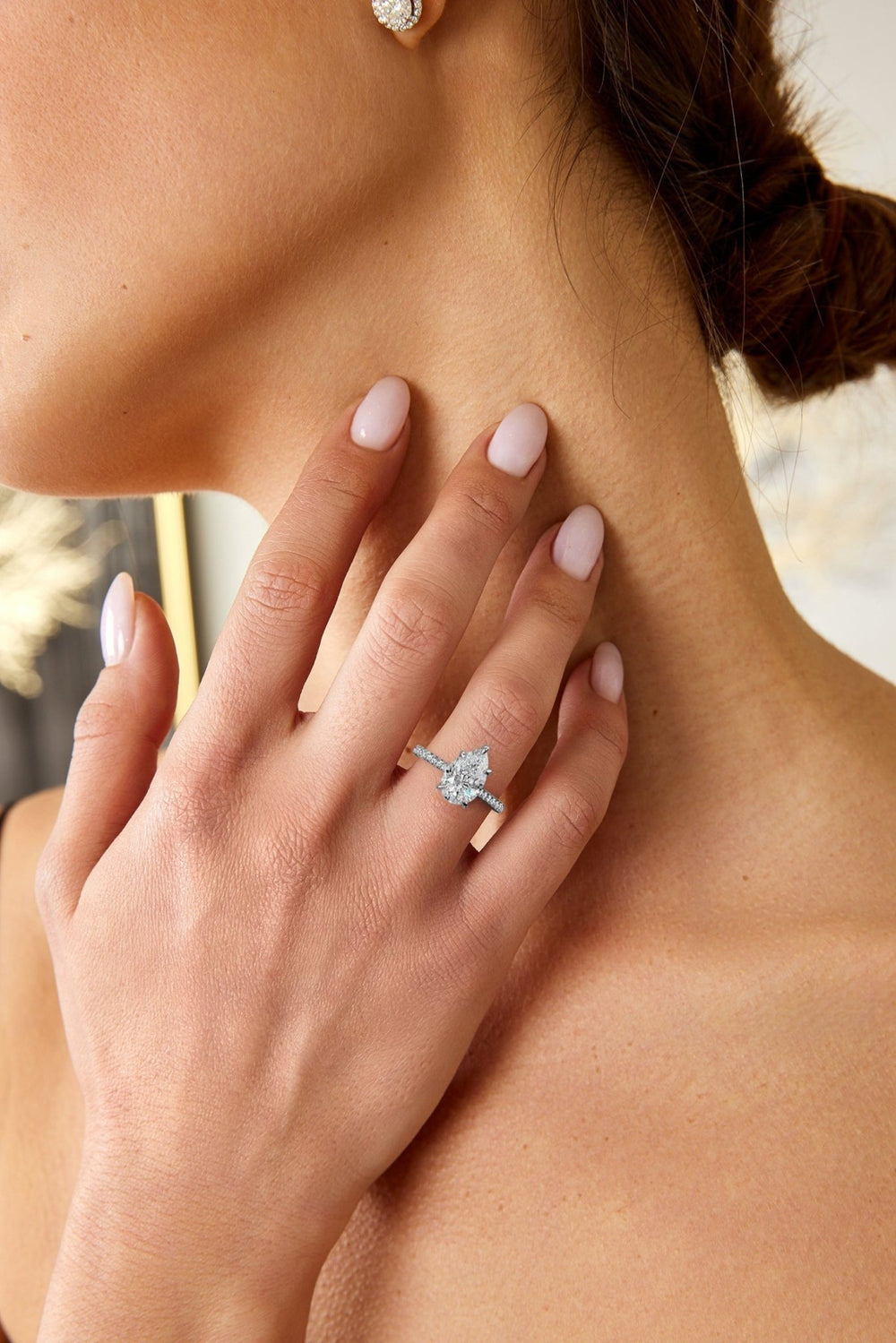 pear shaped lab grown diamond ring
