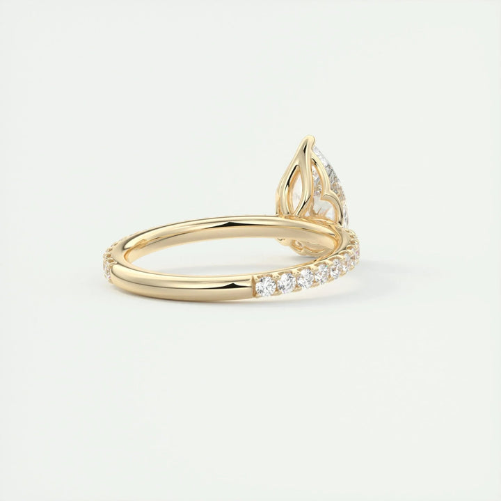 2ct Pear F - VS1 Diamond Pave Engagement Ring - Doozy Diamonds