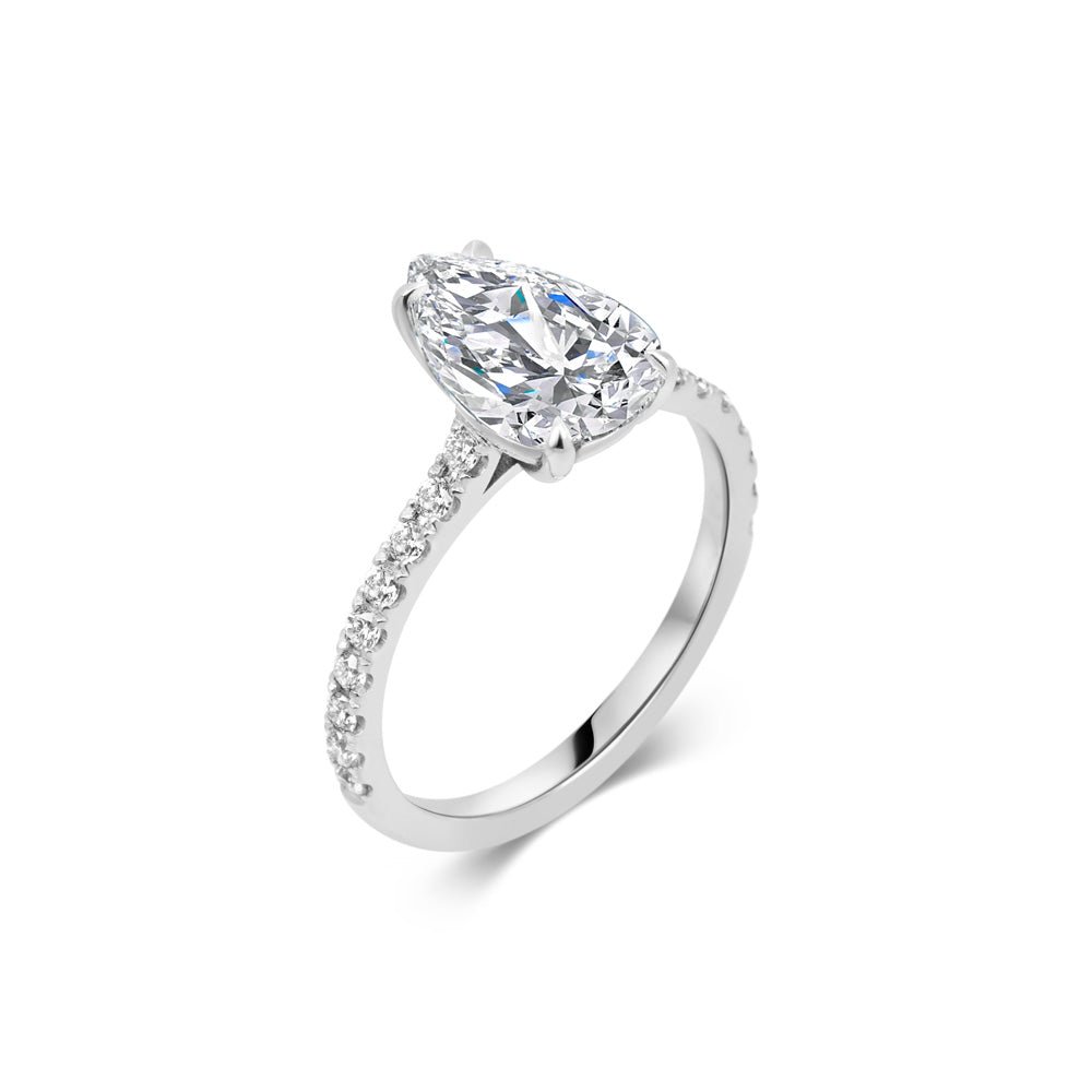 luxury pear pave engagement ring,