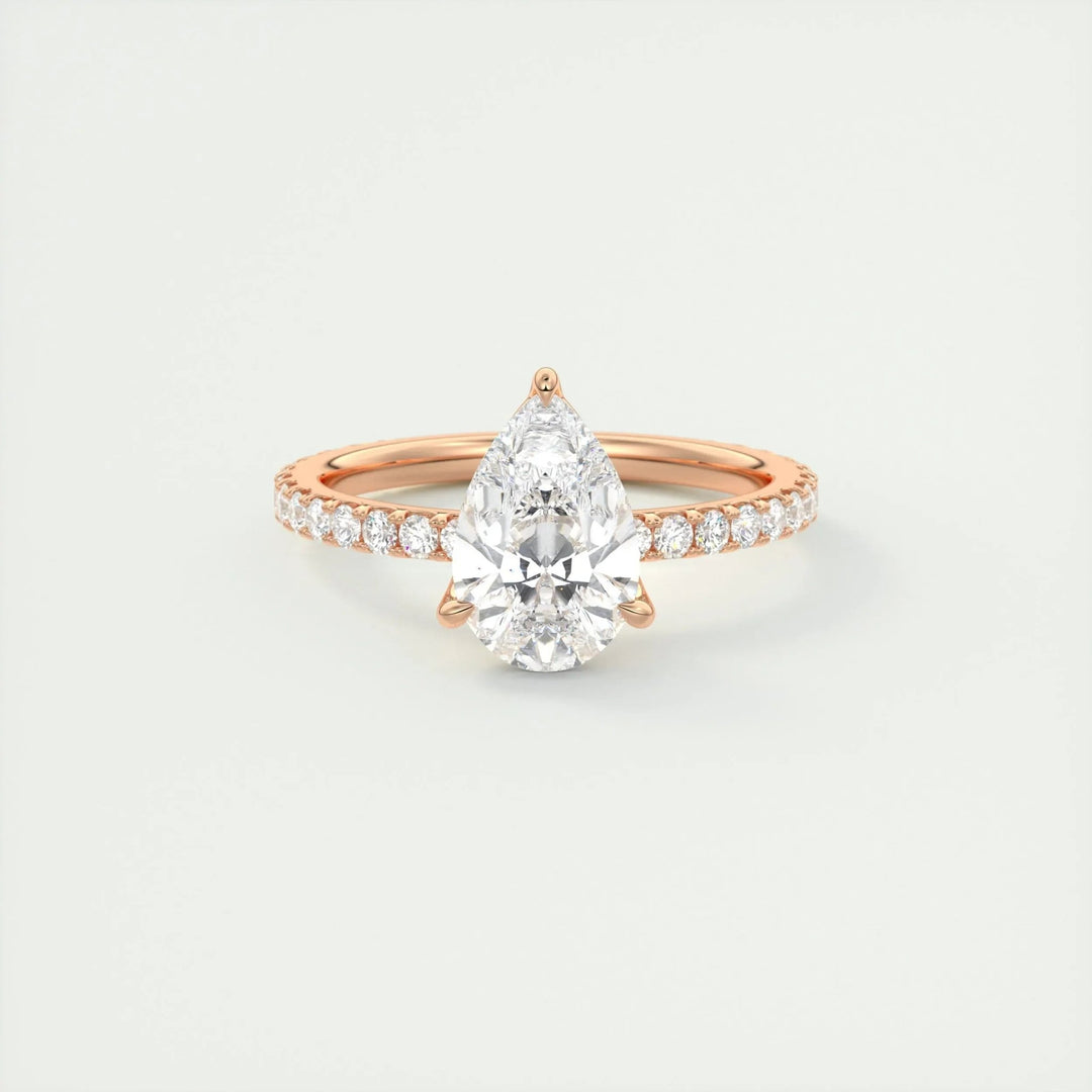 2ct Pear F - VS1 Diamond Pave Engagement Ring - Doozy Diamonds