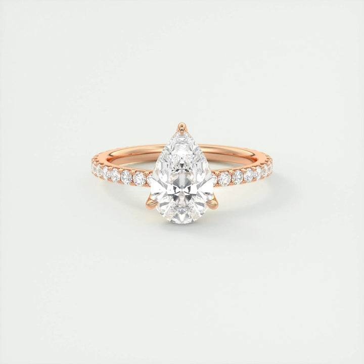 2ct Pear F - VS1 Diamond Pave Engagement Ring - Doozy Diamonds