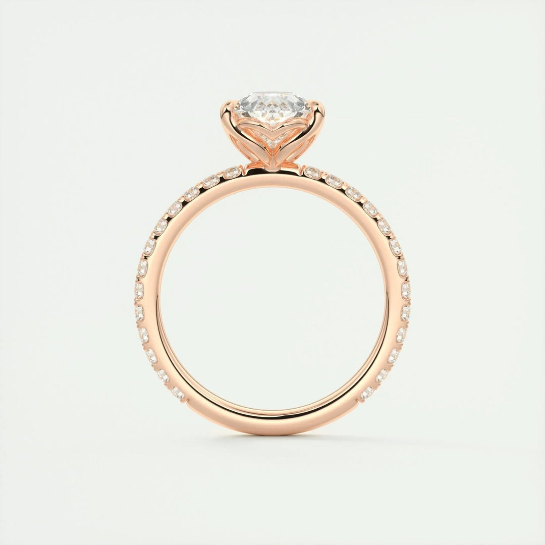 2ct Pear F - VS1 Diamond Pave Engagement Ring - Doozy Diamonds