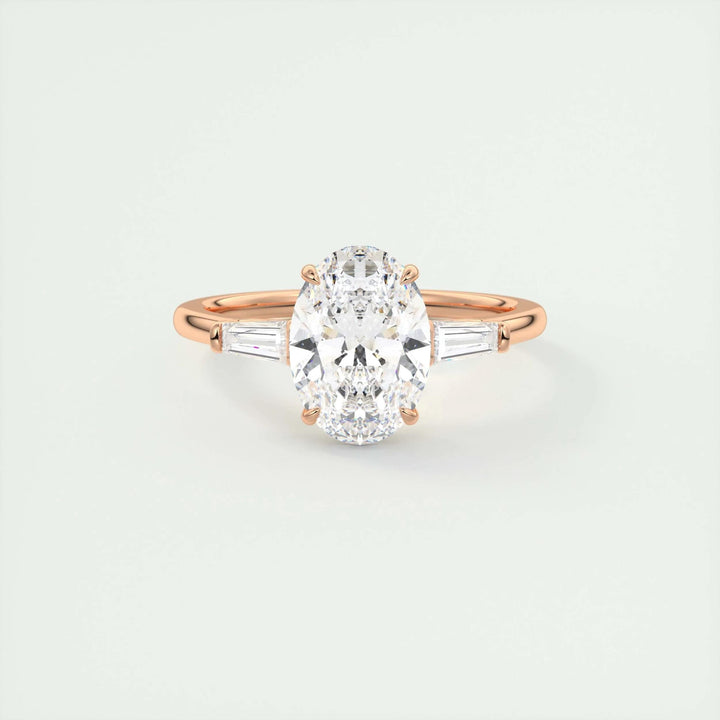 2ct Oval F - VS1 Lab Grown Diamond Three Stones Engagement Ring - Doozy Diamonds
