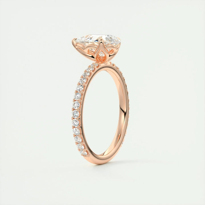 2ct Pear F - VS1 Diamond Pave Engagement Ring - Doozy Diamonds