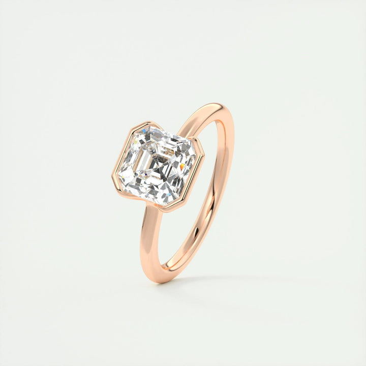 2ct Asscher Shaped F- VS1 Lab Grown Diamond Solitaire Engagement Ring