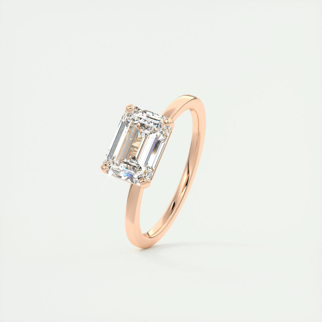 2ct East West Emerald F - VS1 Lab Grown Diamond Solitaire Engagement Ring - Doozy Diamonds