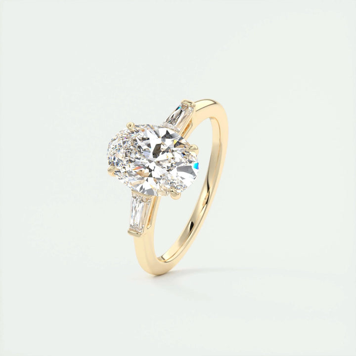 2ct Oval F - VS1 Lab Grown Diamond Three Stones Engagement Ring - Doozy Diamonds