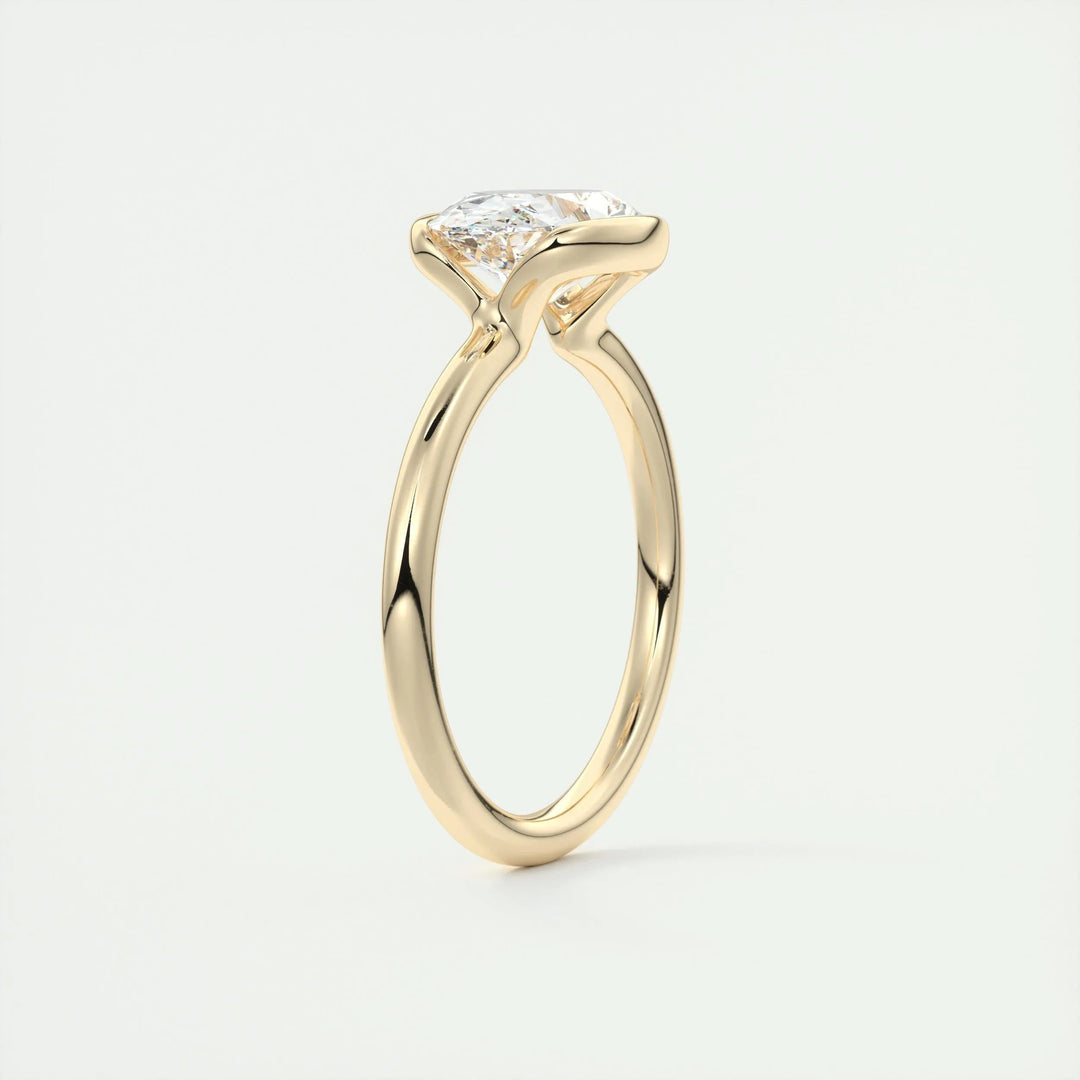 2ct Oval Cut Unique Bezel Lab Grown Diamond Solitaire Engagement Ring - Doozy Diamonds