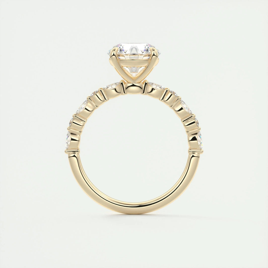 2ct Round F - VS1 Lab Grown Diamond Pave Engagement Ring - Doozy Diamonds