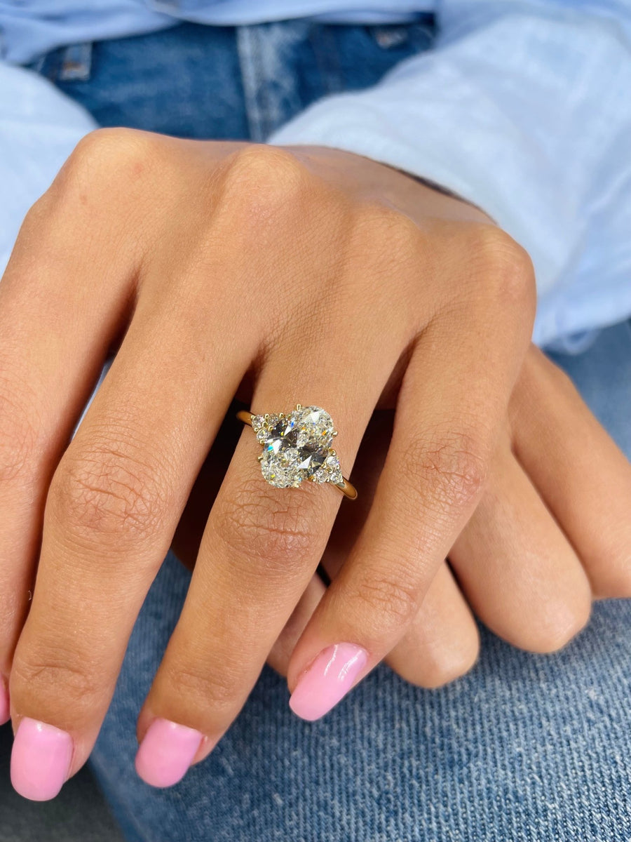 floral oval cluster engagement ring,