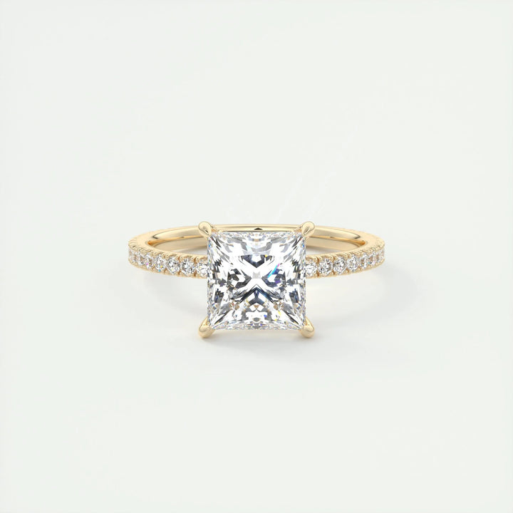 2ct Princess F - VS1 Lab Grown Diamond Pave Engagement Ring - Doozy Diamonds