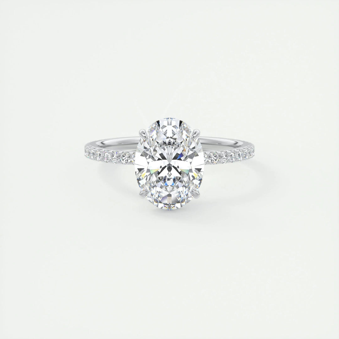 2ct Oval F - VS1 Lab Grown Diamond Pave Engagement Ring - Doozy Diamonds