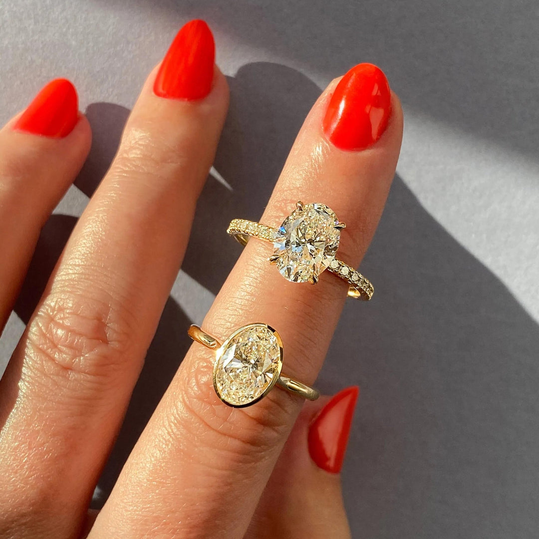 2ct Oval F - VS1 Lab Grown Diamond Pave Engagement Ring - Doozy Diamonds