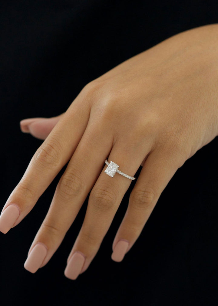 luxury radiant pave engagement ring,