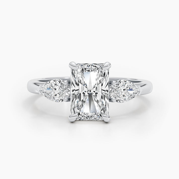 2.24ct radiant F VS three stones lab grown diamond engagement ring,