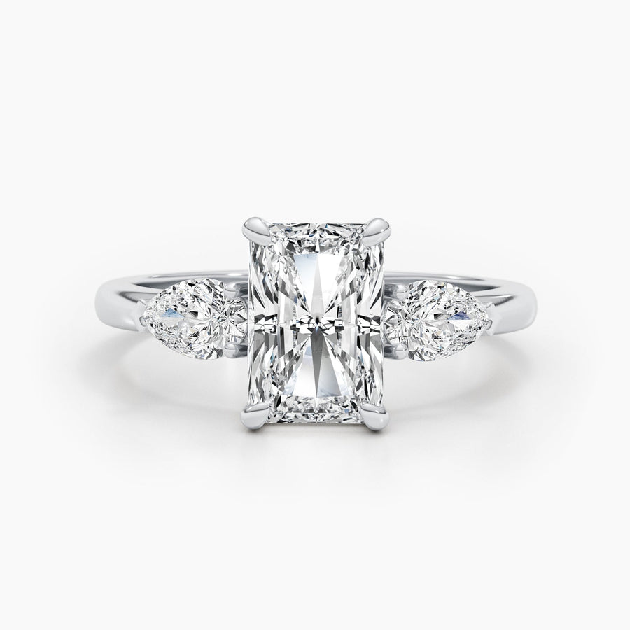 2.24ct radiant F VS three stones lab grown diamond engagement ring,