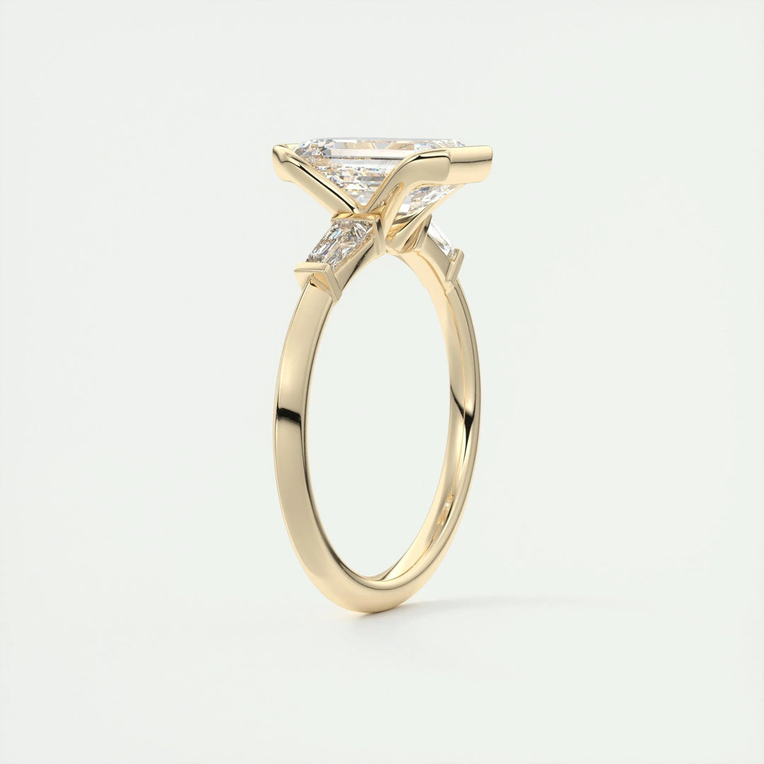 2ct Emerald F - VS1 Lab Grown Diamond Three Stones Engagement Ring - Doozy Diamonds