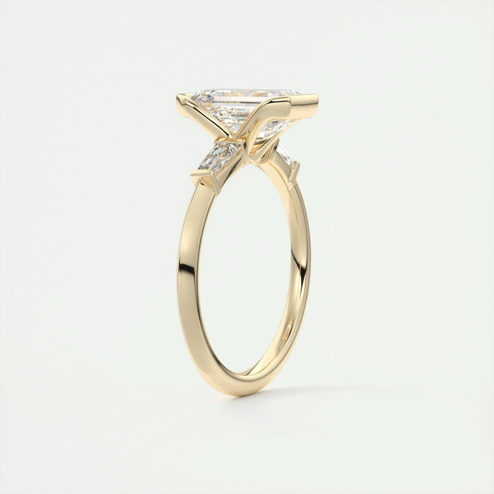 2ct Emerald F - VS1 Lab Grown Diamond Three Stones Engagement Ring - Doozy Diamonds