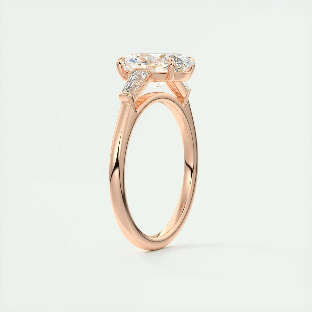 2ct Oval F - VS1 Lab Grown Diamond Three Stones Engagement Ring - Doozy Diamonds