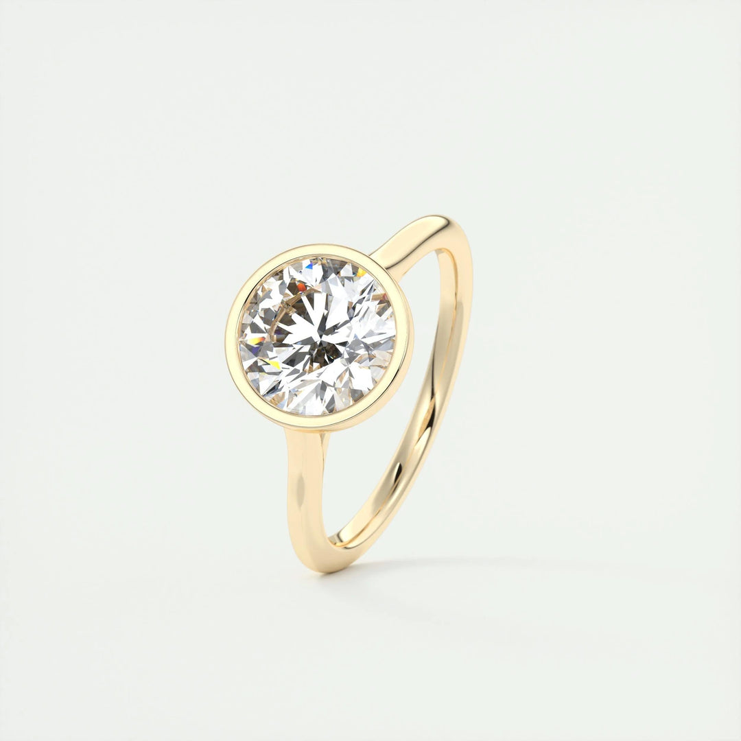 2ct Bezel Set Round F- VS1 Diamond Solitaire Lab Grown Engagement Ring