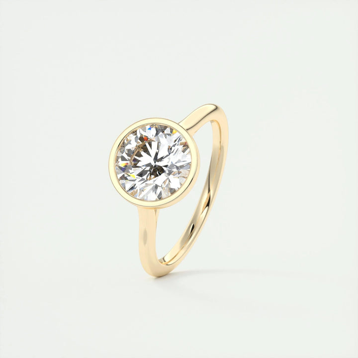 2ct Bezel Set Round F- VS1 Diamond Solitaire Lab Grown Engagement Ring