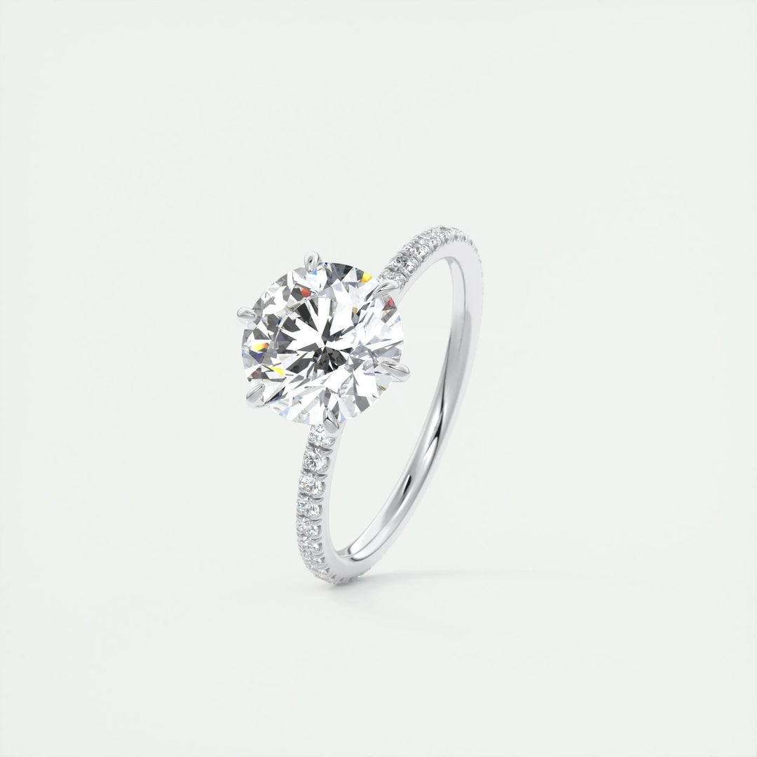 2ct Round F - VS1 Diamond Pave Lag Grown Engagement Ring - Doozy Diamonds