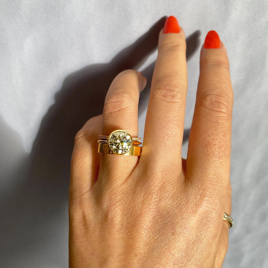 2ct Bezel Set Round F- VS1 Diamond Solitaire Lab Grown Engagement Ring
