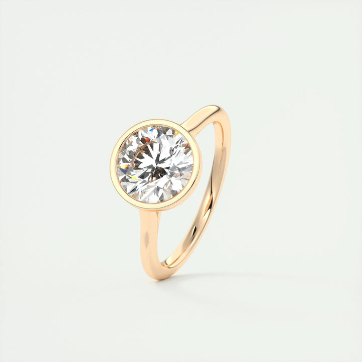 2ct Bezel Set Round F- VS1 Diamond Solitaire Lab Grown Engagement Ring