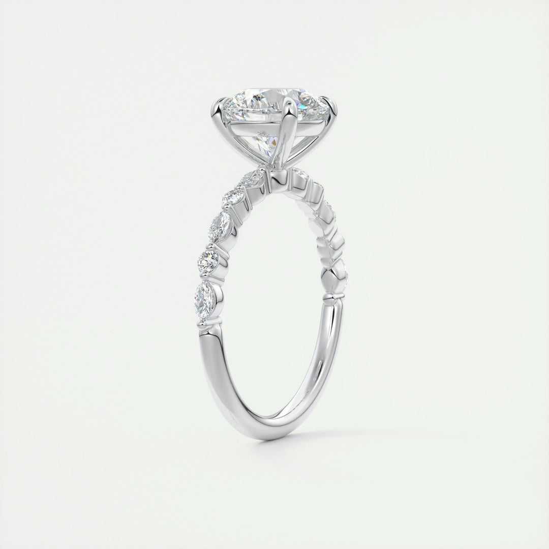 2ct Round F - VS1 Lab Grown Diamond Pave Engagement Ring - Doozy Diamonds