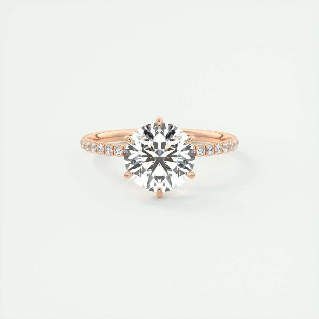 2ct Round F - VS1 Diamond Pave Lag Grown Engagement Ring - Doozy Diamonds