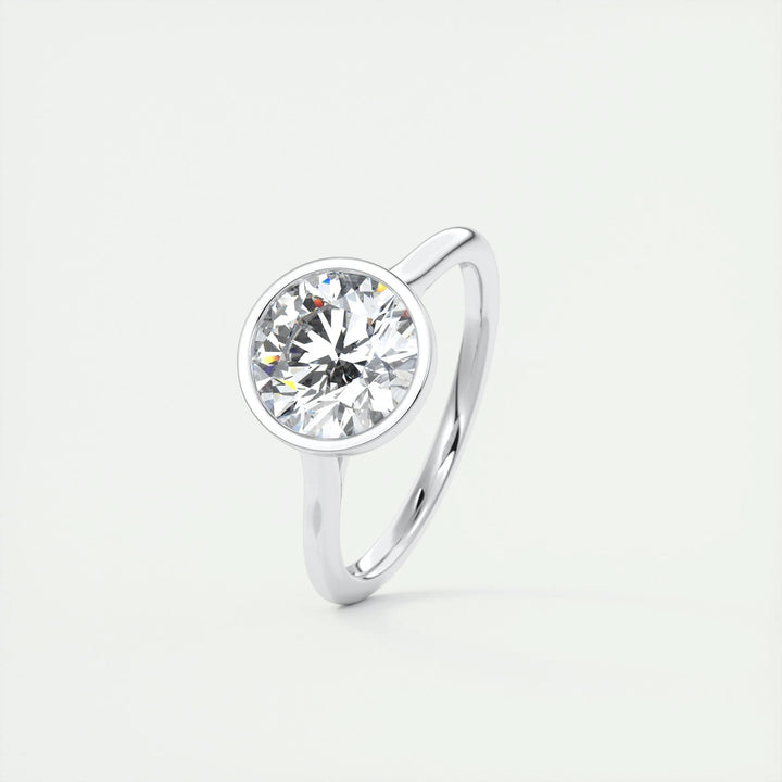 2ct Bezel Set Round F- VS1 Diamond Solitaire Lab Grown Engagement Ring