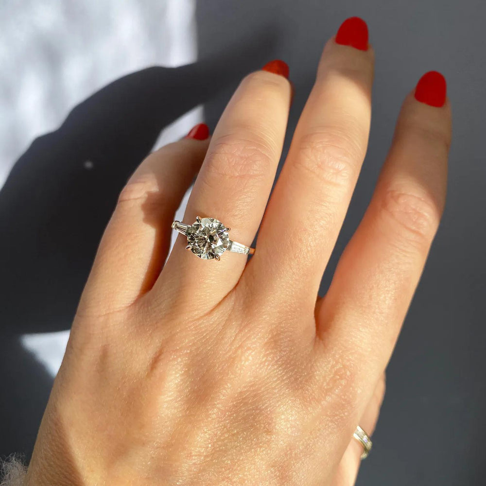 2ct Round F - VS1 Lab Grown Diamond Three Stones Engagement Ring - Doozy Diamonds
