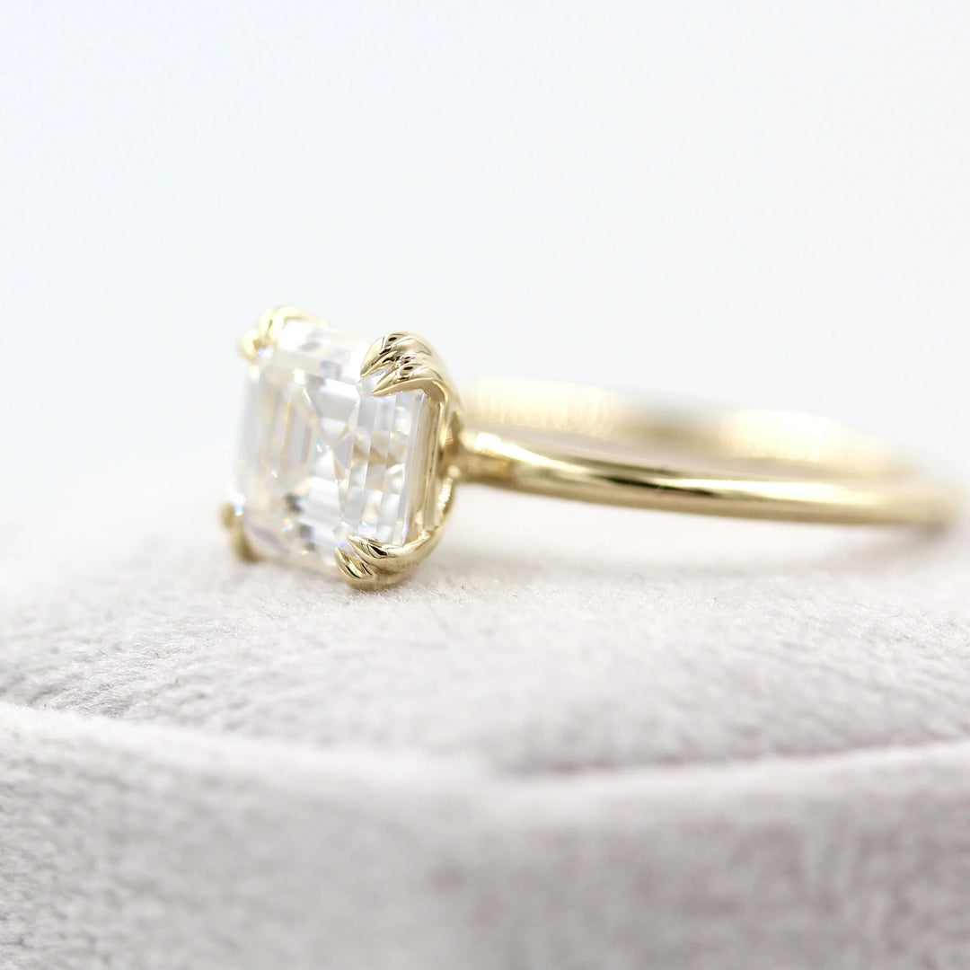 2.0CT Asscher Cut Solitaire Moissanite Engagement Ring