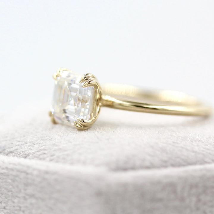 2.0CT Asscher Cut Solitaire Moissanite Engagement Ring
