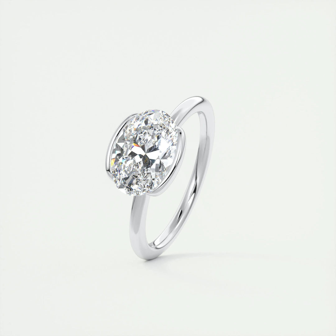 2ct Oval Cut Unique Bezel Lab Grown Diamond Solitaire Engagement Ring - Doozy Diamonds