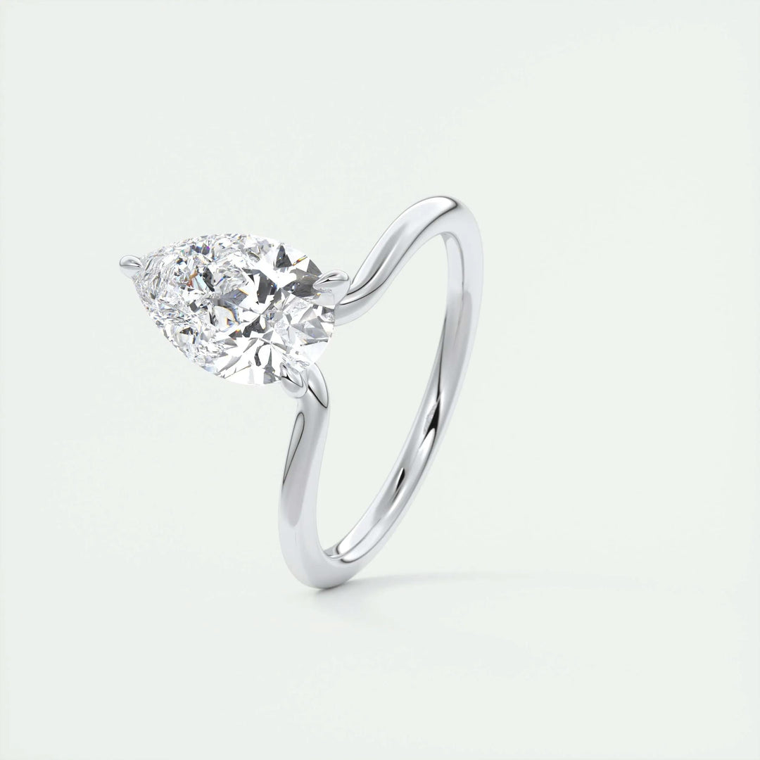 2ct Pear Shaped F - VS1 Lab Grown Diamond Solitaire Engagement Ring - Doozy Diamonds