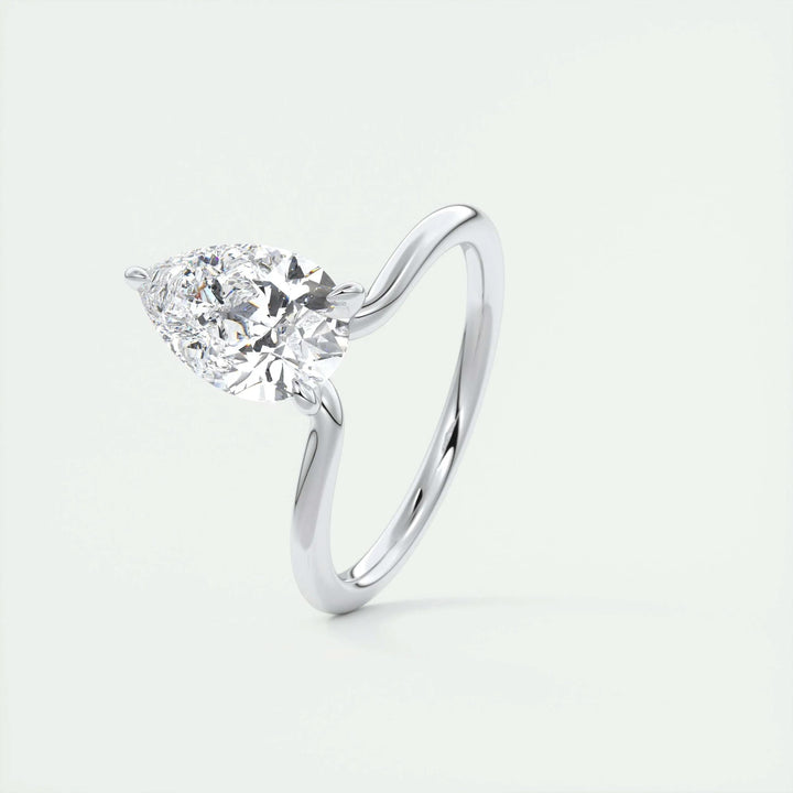 2ct Pear Shaped F - VS1 Lab Grown Diamond Solitaire Engagement Ring - Doozy Diamonds