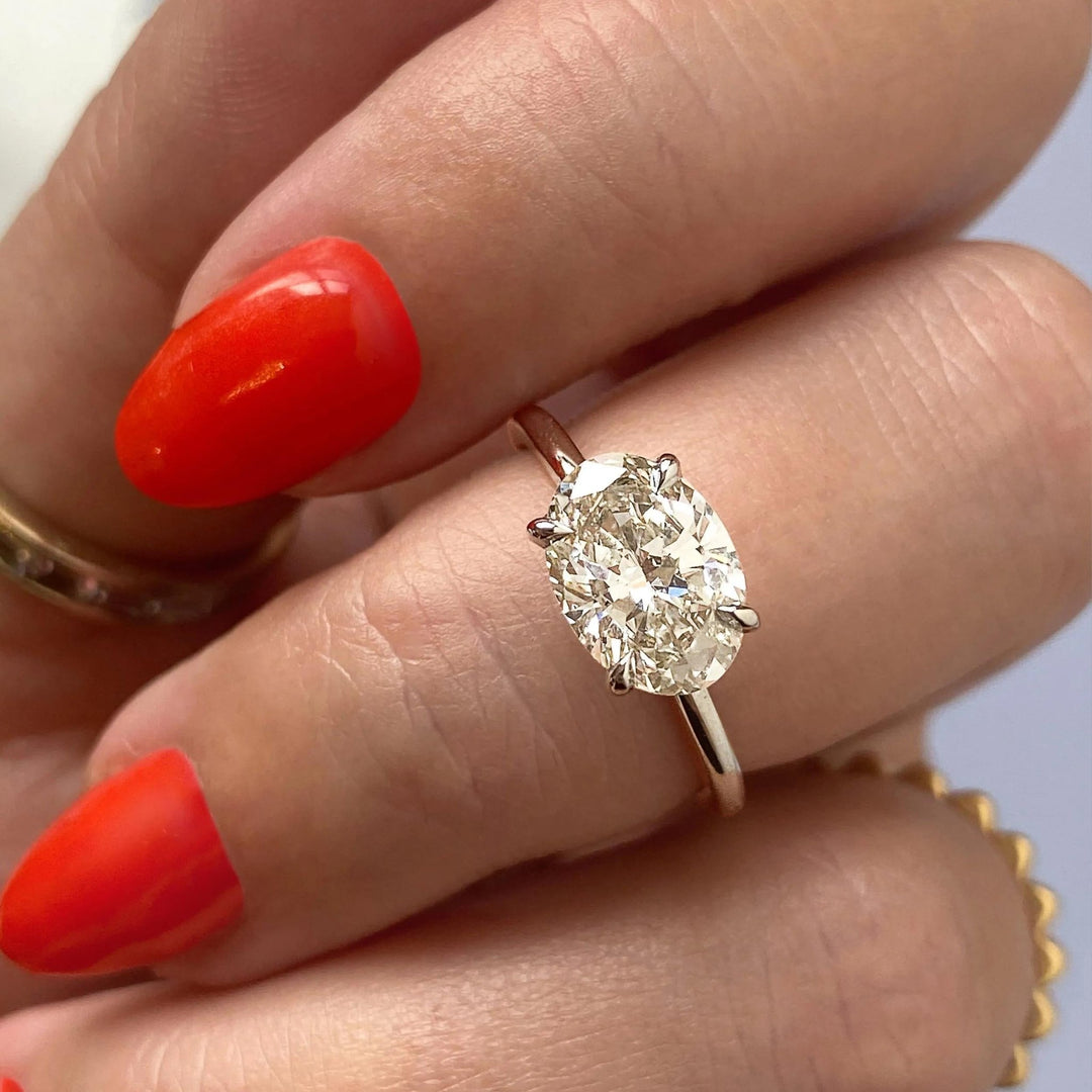 2ct East West Oval F - VS1 Lab Grown Diamond Solitaire Engagement Ring - Doozy Diamonds