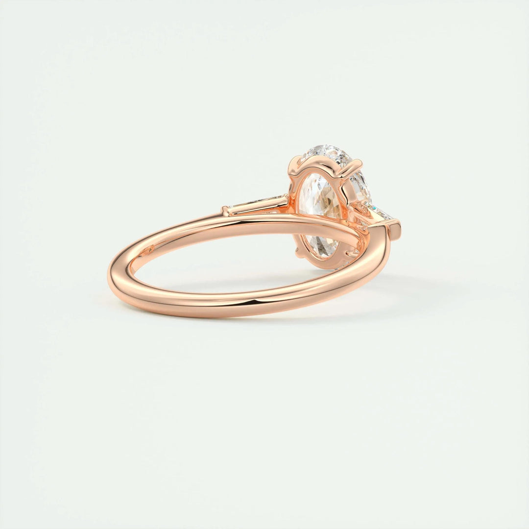 2ct Oval F - VS1 Lab Grown Diamond Three Stones Engagement Ring - Doozy Diamonds