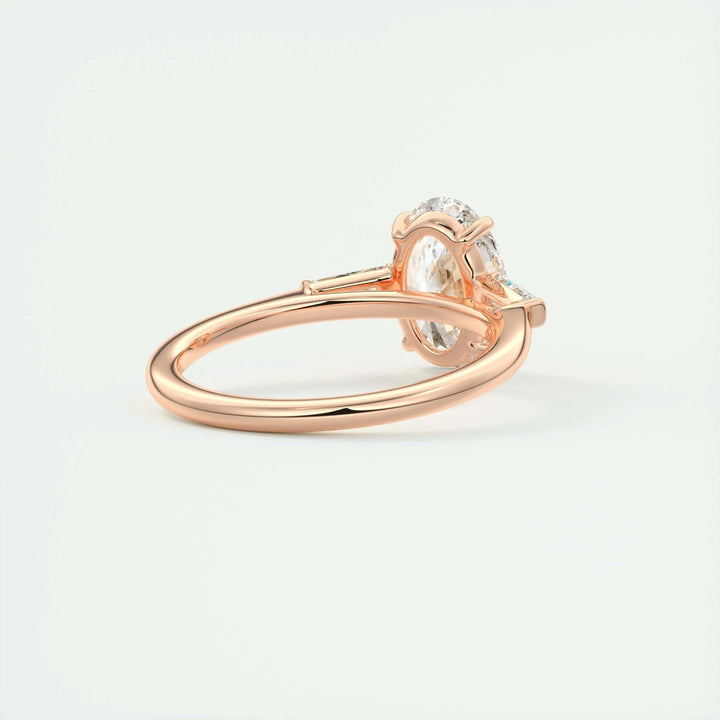 2ct Oval F - VS1 Lab Grown Diamond Three Stones Engagement Ring - Doozy Diamonds