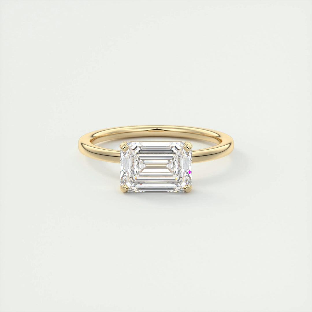 2ct East West Emerald F - VS1 Lab Grown Diamond Solitaire Engagement Ring - Doozy Diamonds