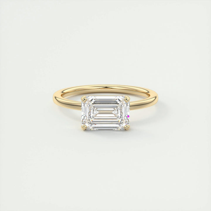 2ct East West Emerald F - VS1 Lab Grown Diamond Solitaire Engagement Ring - Doozy Diamonds